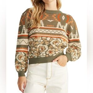 DRIFTWOOD | Olive and Orange Patterned Sweater